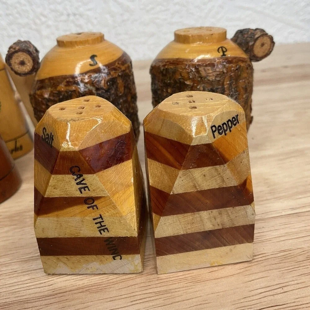 VTG‎ Handmade Lassen Volcanic National Park Lot 8 Salt Pepper Shakers USA Wooden